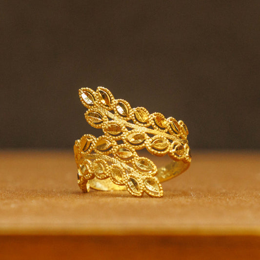 Leaf Ring / Design (5) - Silver 925 & Gold Plated