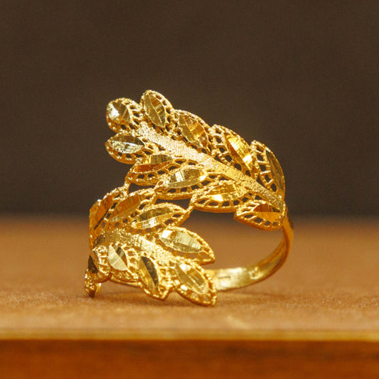 Leaf Ring / Design (6) - Silver 925 & Gold Plated