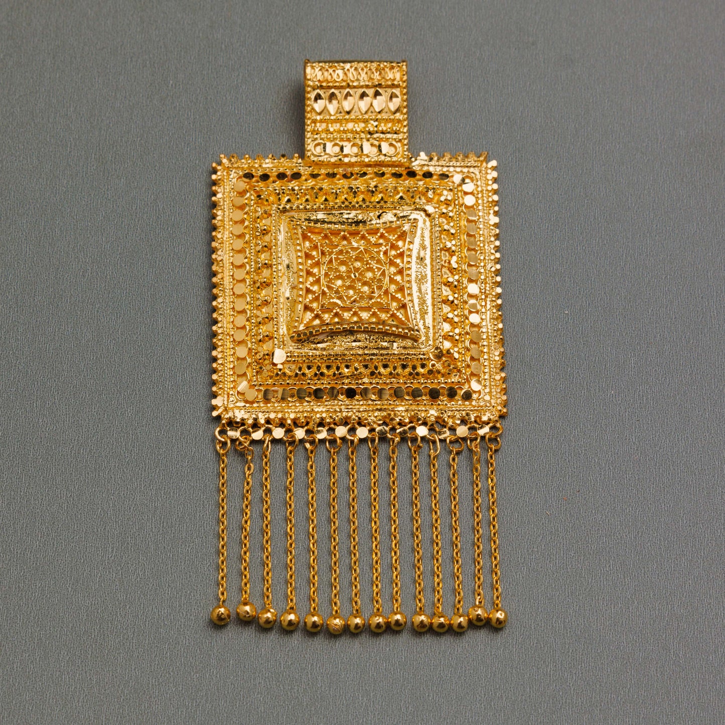 Square Traditional Pendant - Silver 925 & Gold Plated