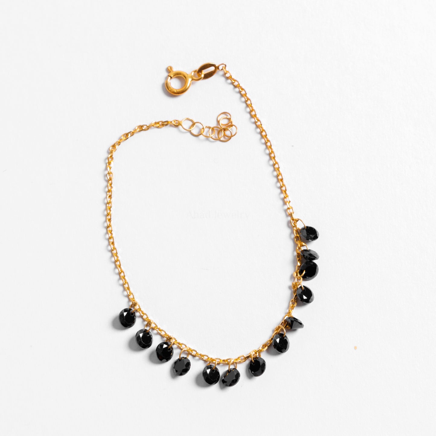 Black Beads Bracelet - Silver 925 & Gold Plated