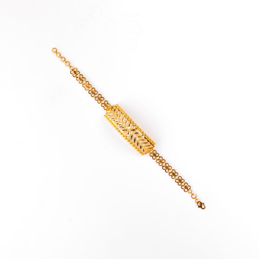 RP Half Curve Bracelet (Leaf Design 1 ) - Silver 925 & Gold Plated