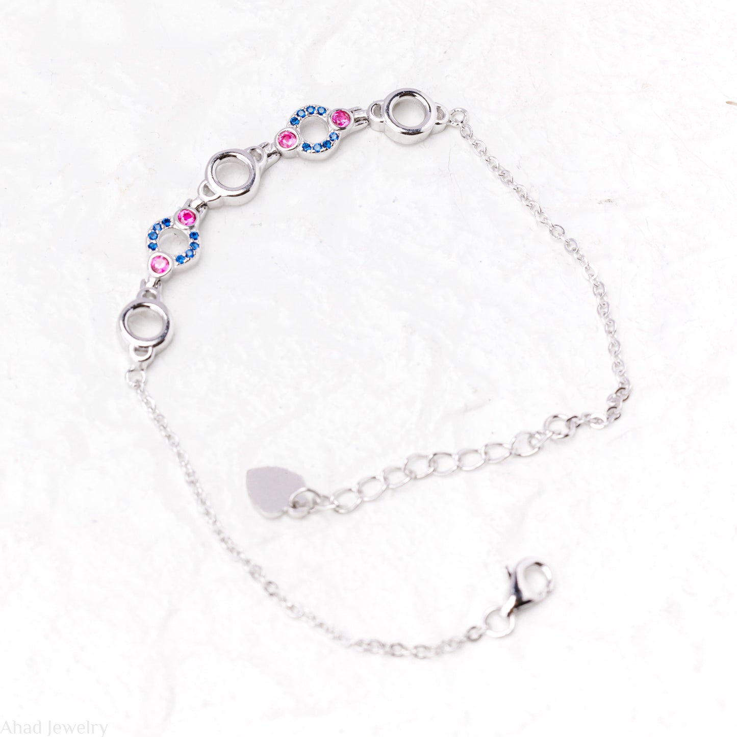 Red & Blue Stone Bracelet | Silver 925