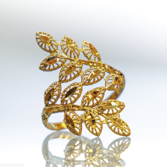 Leaf Ring / Design (1) - Silver 925 & Gold Plated